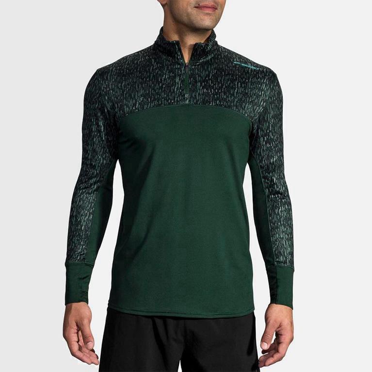 Brooks Dash Half Zip Jaquetas De Corrida Homem Verdes (46930XIRY)